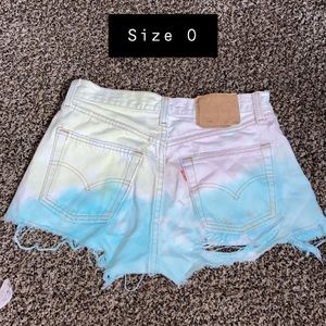 Distressed Levi shorts.
